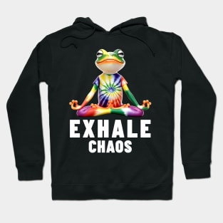 Exhale Chaos Zen Frog Meditation Yoga Hoodie